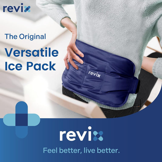 REVIX Ice Pack for Injuries Reusable Gel for Lower Back & Shoulder, Navy