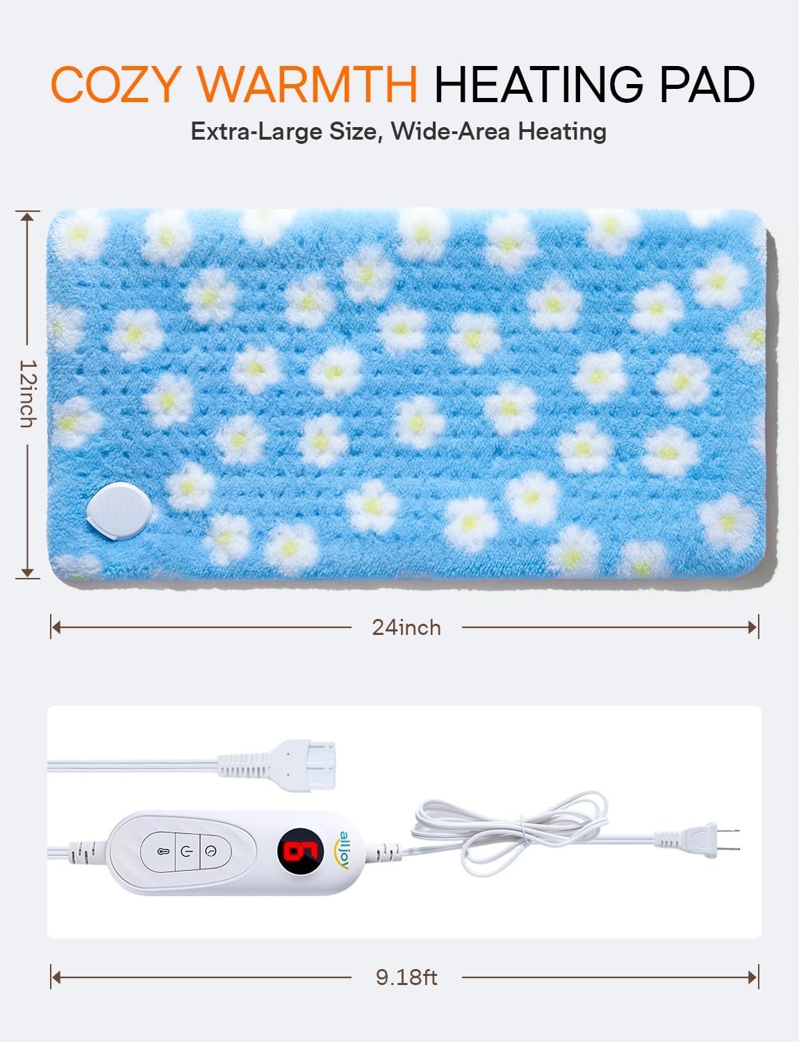 Heating Pad, ALLJOY Cute Heating Pad for Period Cramps & Back Pain, 24"X12"
