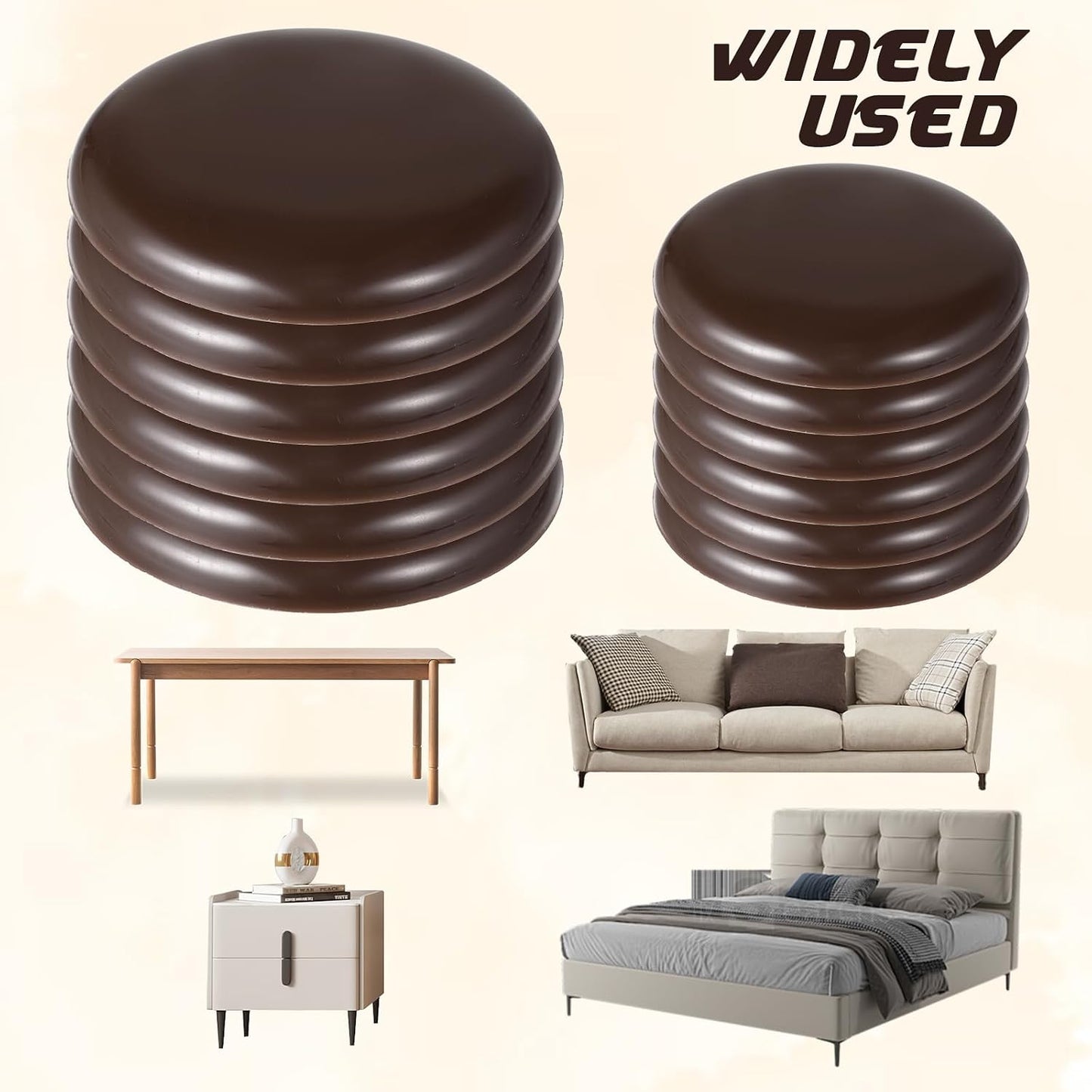 16pcs Furniture Sliders for Carpet 2 inches/1.2 inches Stick Furniture Sliders & Hardwood Floors Furnitures Moving Pads Self Adhesive Chair Gliders for Easy Moving on Carpet (Coffee)