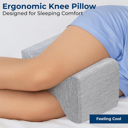 5 STARS UNITED Knee Pillow for Side Sleepers - Hip Pain Relief, Memory Foam Leg Cushion for Side Sleeping - Between Legs Pillow for Sciatica & Lower Back Pain, White