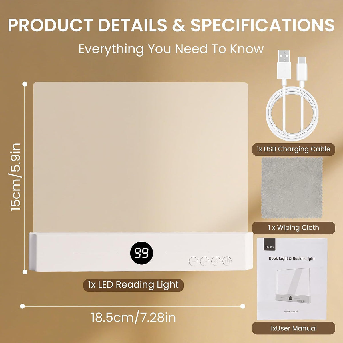 Book Light, Rechargeable LED Book Light for Reading in Bed, Clear Flat Panel Full Page Light, 3 Color Temperatures &Timer, Eye-Caring Night Reading Lamp, Book Gifts for Readers Women Kids