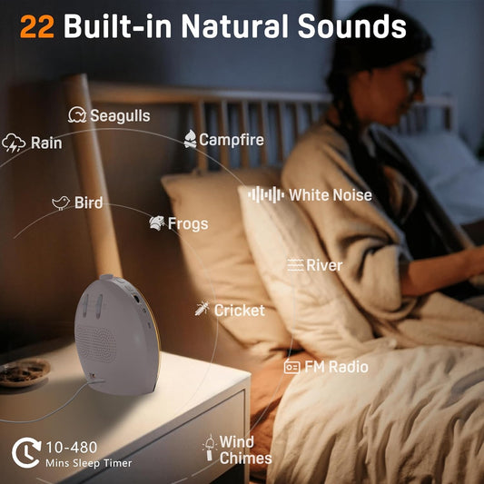 Sunrise Alarm Clock White Noise Sound Machine with 25 Soothing Sounds, 17 Night Lights, Bluetooth Speaker, Wake Up Light Alarm Clock for Bedrooms, Heavy Sleepers, Ideal Gift for Baby, Kids, Seniors