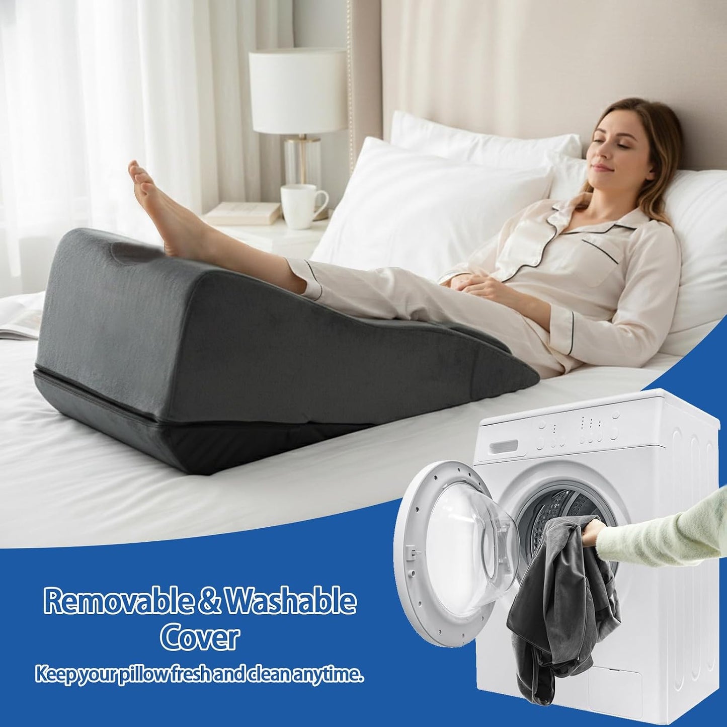 Adjustable Height Leg Elevation Pillows for After Surgery, Single Leg