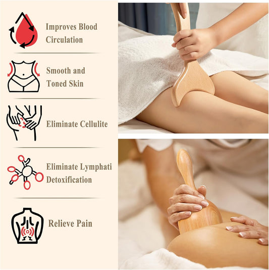Xokocli 7-in-1 Wood Therapy Massage Tools Lymphatic Drainage Massager for Muscle Pain Relief | Maderoterapia Kit Body Sculpting Tools for Anti-Cellulite, Body Shaping
