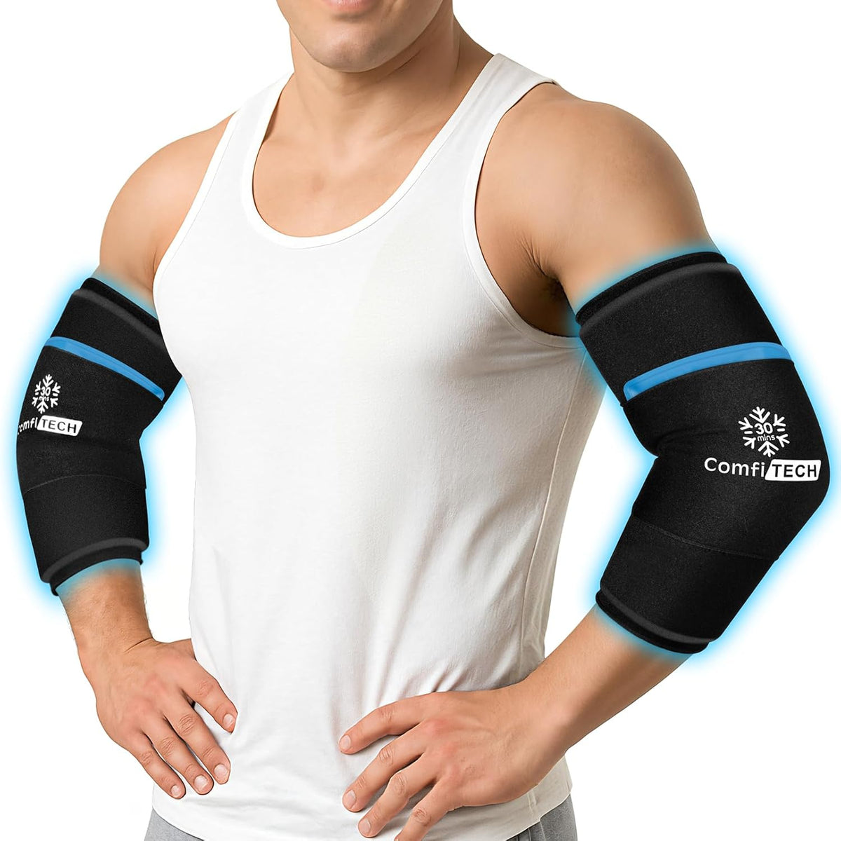 ComfiTECH Dual-Gel Elbow Ice Pack Wrap for Arm with 30-Min Cooling, L