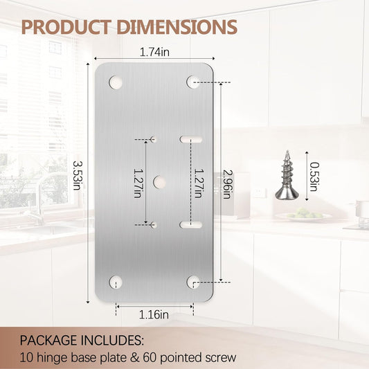 Cabinet Hinge Repair Kit,Cabinet Hinge Repair Board Replacement Kit-Hinge | For Kitchen, Cupboard, Locker, Cabinet Doors With screws 10-Pcs