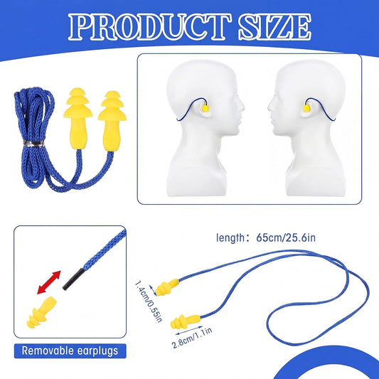 Relaxweex 500 Pairs Corded Ear Plugs Bulk 25dB NRR with String,Blue Yellow