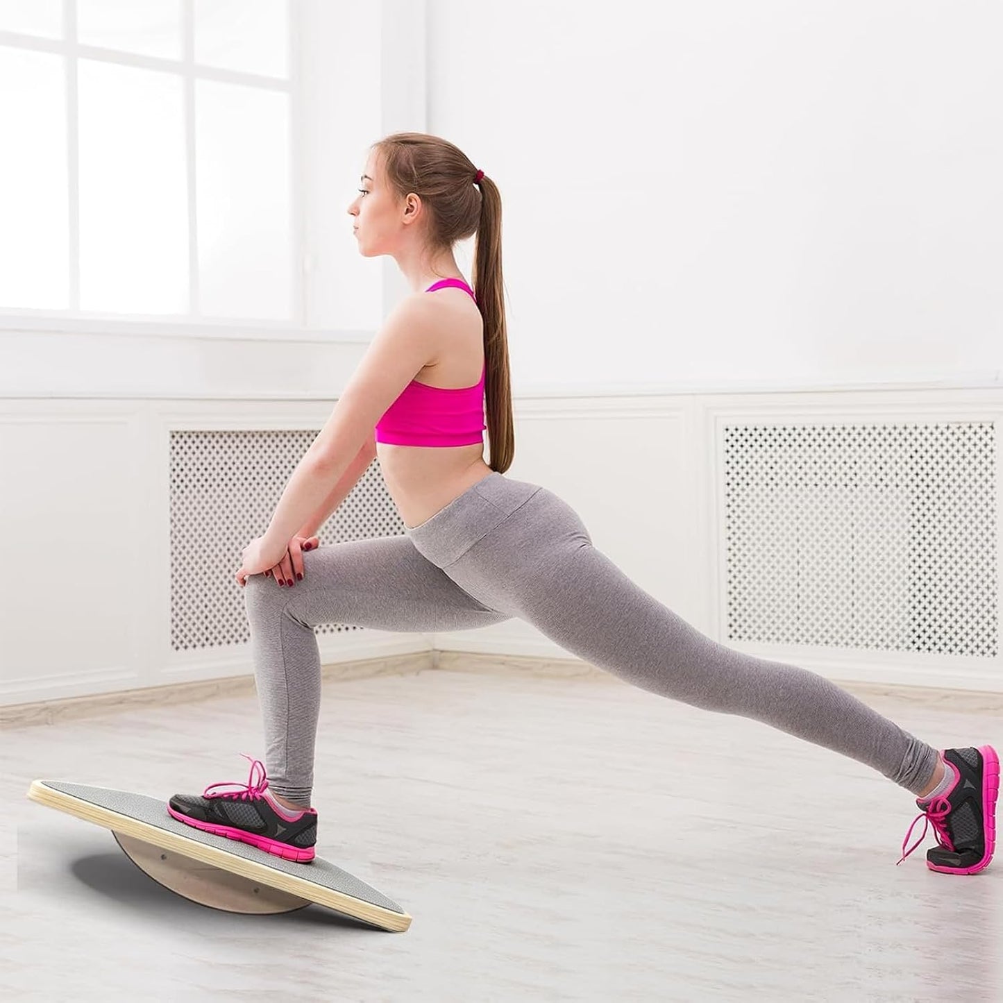 Balance Board Wooden Wobble Board for Adults Anti-Slip Board for Physical Therapy & Core Strength, Ideal Balance Board for Standing Desk with Ankle Support