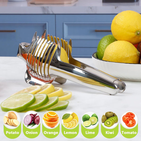 KAYCROWN Tomato Slicer Lemon Cutter Holder for Slicing, Stainless Steel Onion Slicer Holder for Slicing, Vegetable Cutter for Tomato, Lemon