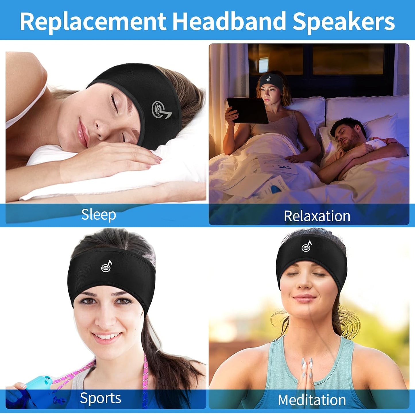 Sleep Ultra Thin Pillow Speakers with Button for Headphones 3.5mm Interface | Headband Headphone Replacement with Mic and Control Button