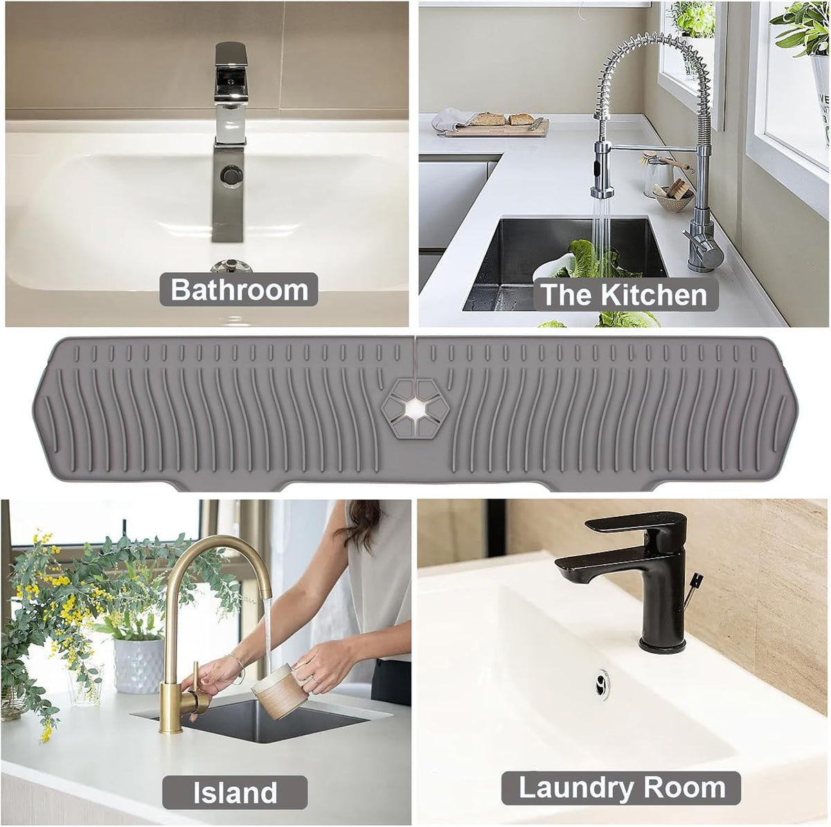 Kitchen Sink Splash Guard 29.7 X 5.7 In, Large Size Kitchen Sink Splash Guard, Silicone Sink Faucet Drying Mat, Faucet Mat Splash Catcher, Multipurpose For Kitchen Sink, Bathroom (Black)