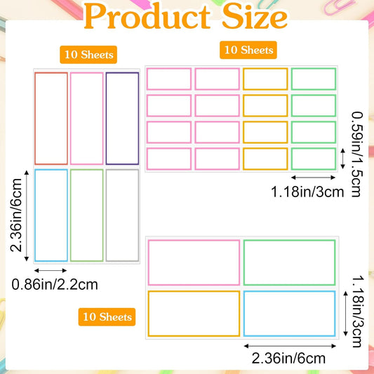 260 Pcs Dry Erase Labels, Waterproof Reusable Dry Erase Stickers, Easy-Peel Sticky Notes Removable Name Tags for Whiteboard Refrigerator Storage Bins Office Organization (Multicolor, 3 Sizes)