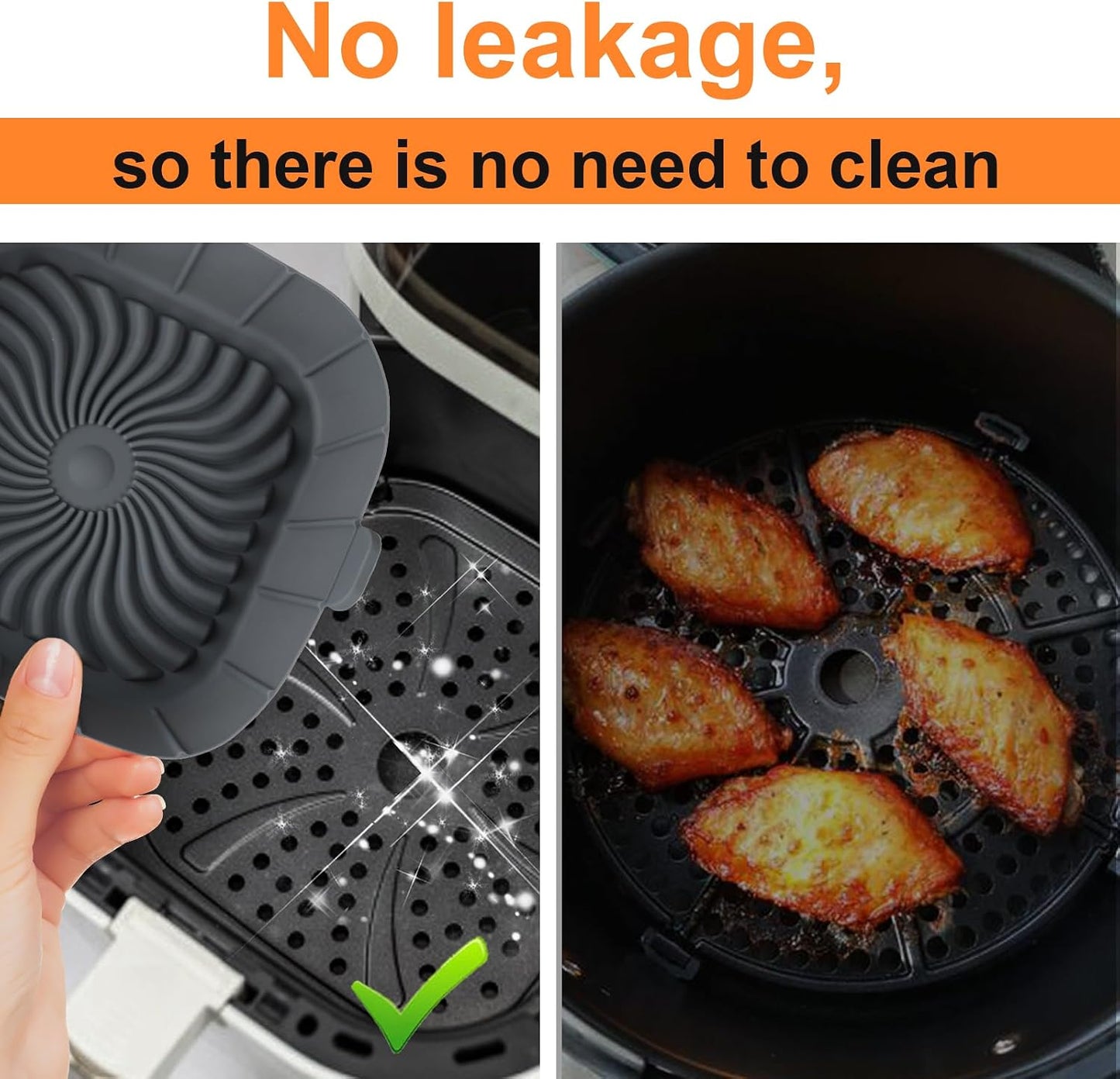 3pack Air Fryer Silicone Liners for COSORI, Ninja, CHEFMAN and Most 1-2 Qt | Square Small Air Fryer Liners, Food-Grade Material, BPA-Free, 430°F Heat, Dishwasher-Safe, Non-Stick Surface, Reusable