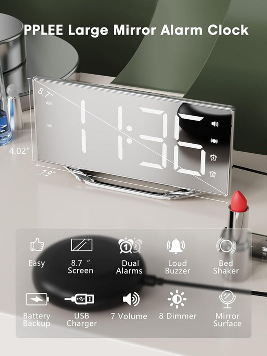 PPLEE Extra Loud Vibrating Alarm Clock with Bed Shaker