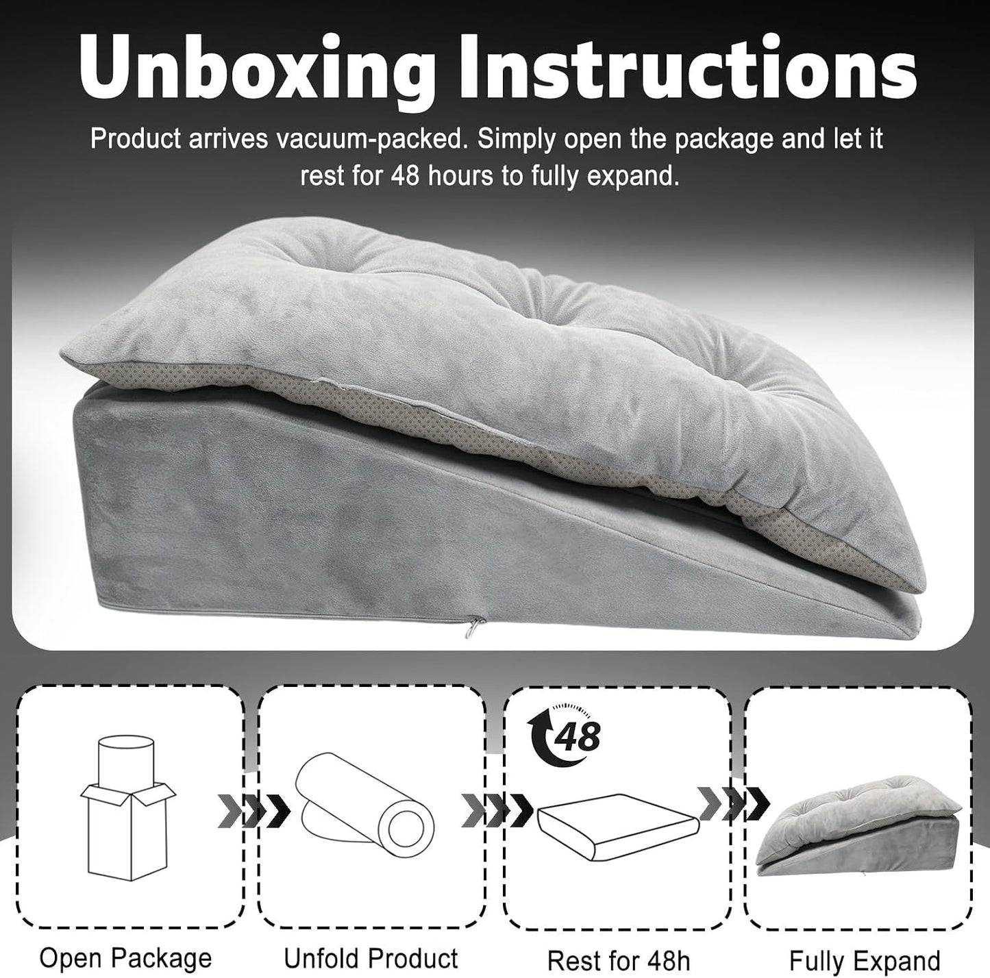 Leg Elevation Pillows for After Surgery, Height-Adjustable Knee Replacement Recovery Wedge Pillow for Single Leg with Removable Thick Soft Cushion for Hip Ankle Knee Relief Keep Leg Straight
