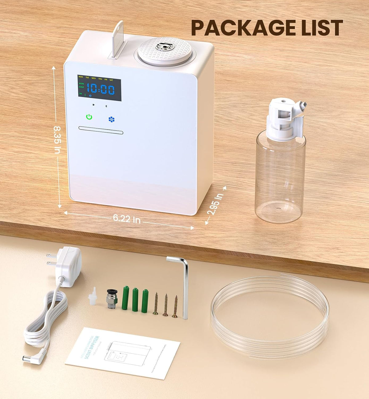 Waterless Essential Oil Diffuser 5000 Sq.Ft Coverage for Large Home, Hotel, or Office, 200ml Cold Air Scent Diffuser Machine with Bluetooth App Control, Quiet No-Heat HVAC Fragrance Diffuser