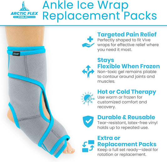Arctic Flex Gel Replacement Packs - Ice Packs Reusable for Knee Ice Brace | Hot and Cold Gel Pack for Injuries, Pain Relief, Swelling - Flexible Therapy Compression Wrap - Athletic, Women, Men