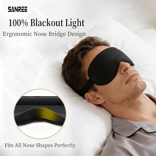 Sleep Mask for Side Sleeper Women Men,Blackout Eye Masks for Sleep | 3D Contoured Sleeping Mask,Breathable Adjustable Eye Cover Blindfold for Lash Extensions,Travel Nap Night Shift,Black