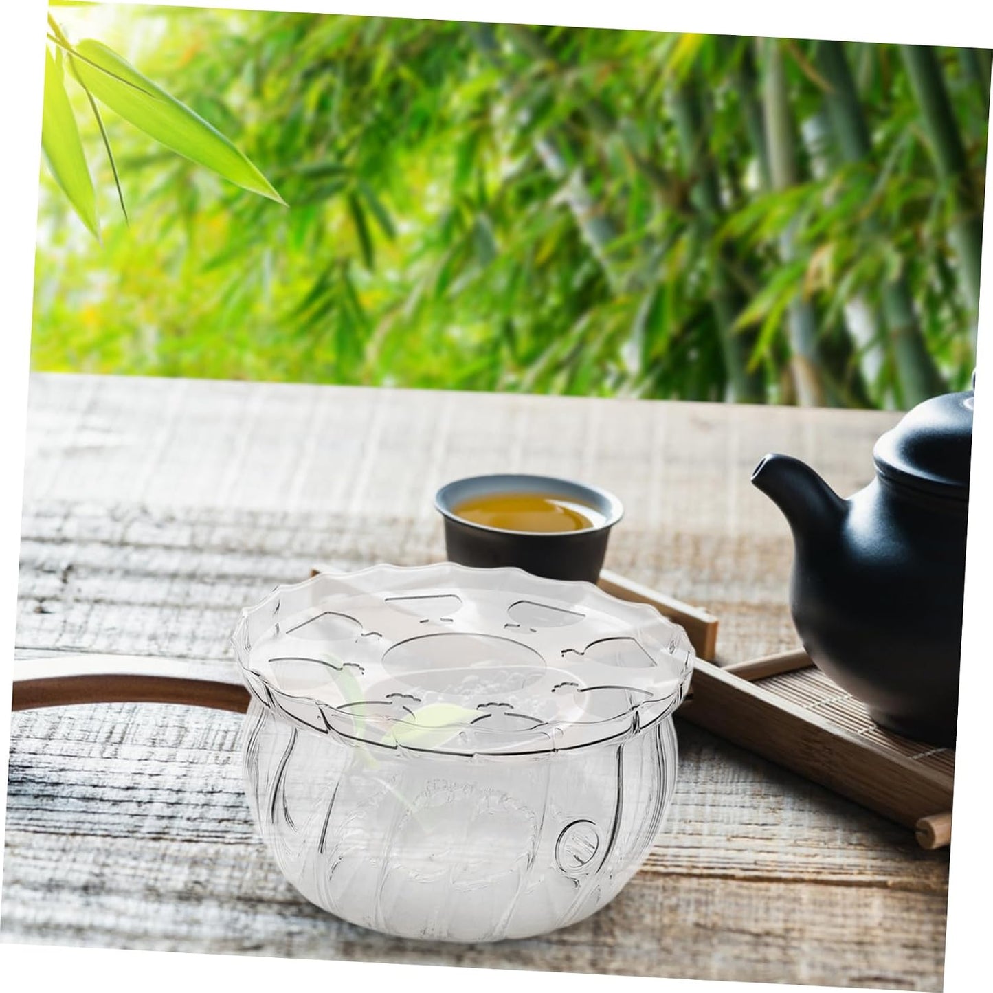 LIFKOME Glass Tea Warmer Elegant Candle Powered Teapot Heater Base for Loose Leaf Blooming Tea Easy to Clean Glass Design