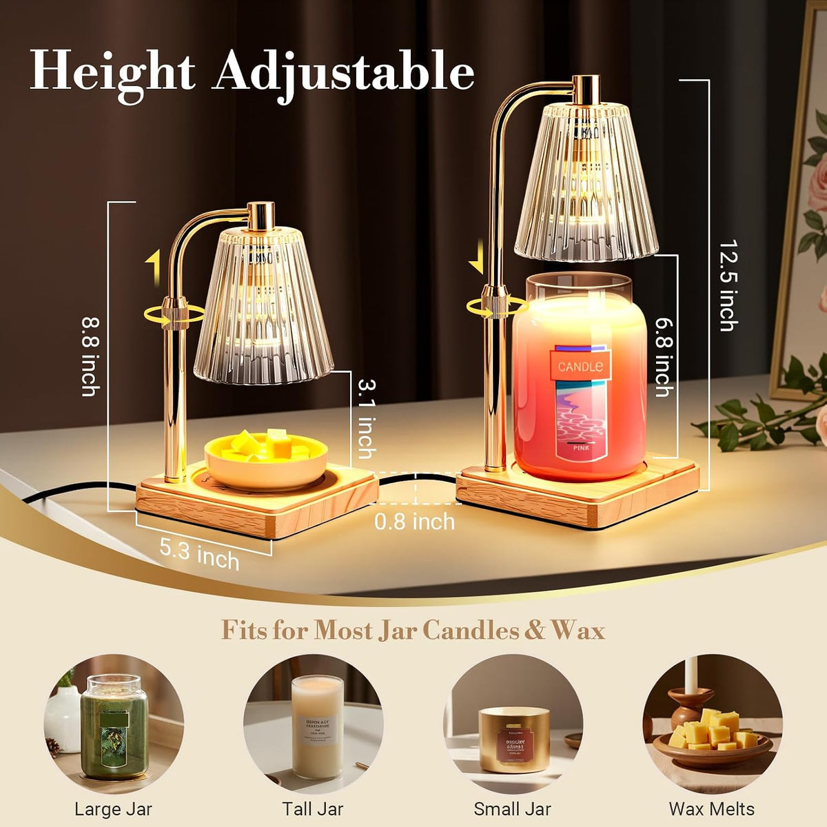 Marycele Candle Warmer Lamp with Timer, Vintage Home Decor, Gifts for Women
