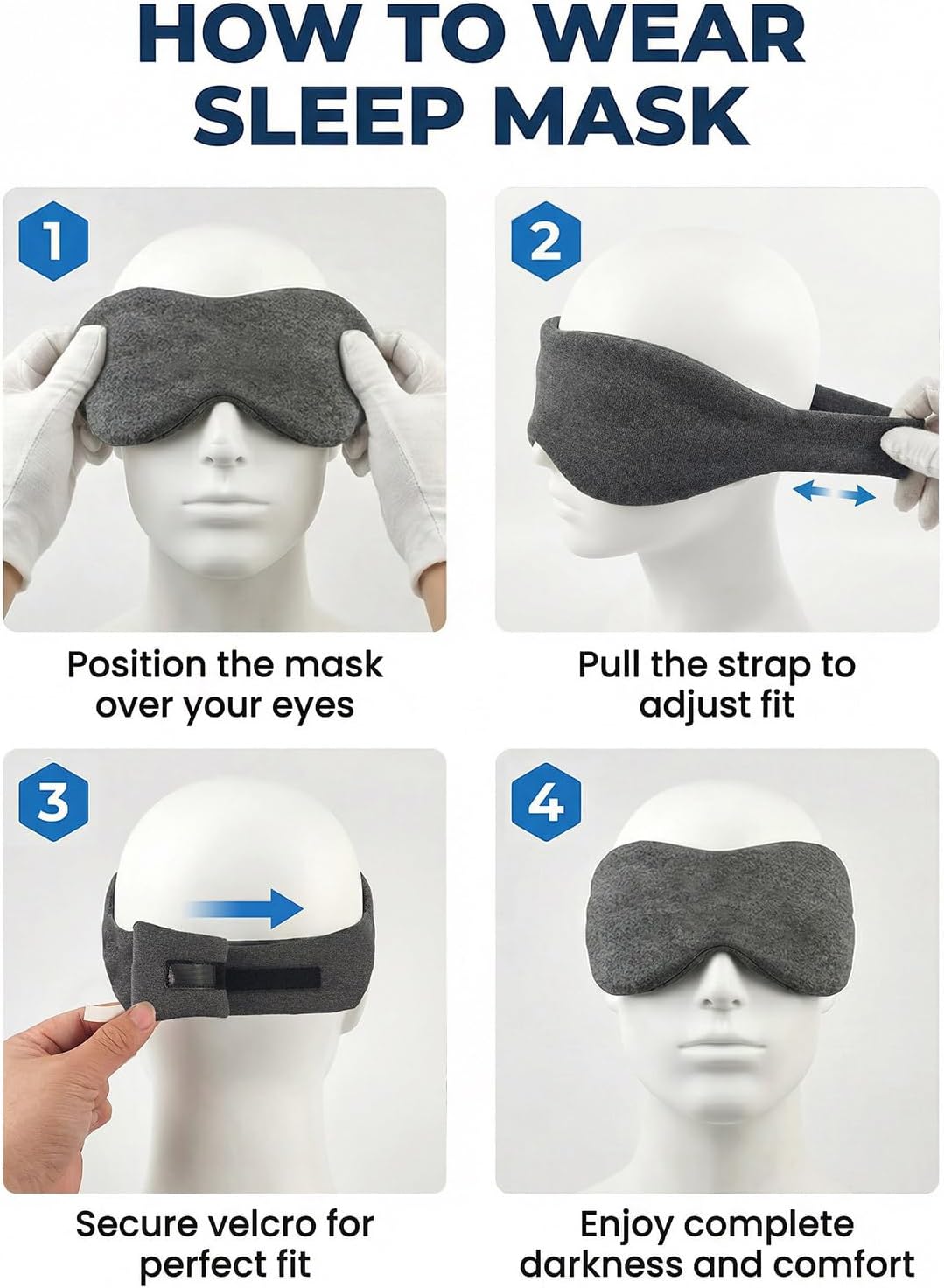 Sleep Mask for Women and Men, Soft Modal Blackout Eye Mask with Ear Coverage, Zero Pressure Blindfold for Side Sleepers, Adjustable Strap, Travel Essentials