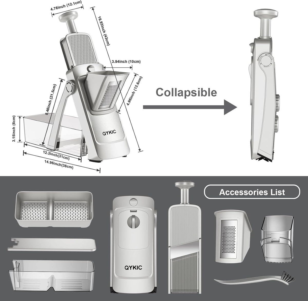 QYKIC Safe Mandoline Slicer for Kitchen, Adjustable Potato Slicer Pro