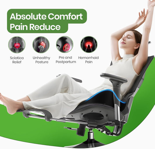 A-Pce Ergonomic Seat Cushion, Non-Slip Seat Cushion for Office Chair, Black | Suitable for Office Chair & Car Seats, Ideal for Long Sitting at Work, Offers Lower Back Pain Relief