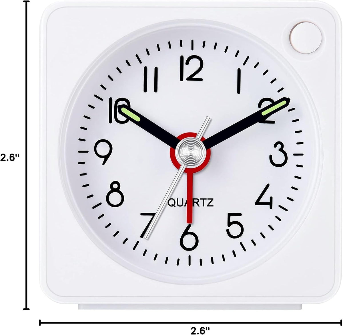 Travel Analog Alarm Clock, 2.25 inch, Ultra Small Clock with Snooze and Light Function, Super Silent Non Ticking, Battery Operated, Easy Setting