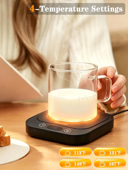 Coffee Mug Warmer for Desk, 40W Fast Heating Cup Warmer | Smart Candle Warmer | 4 Temp Control | 2-8Hrs Auto Shut Off | Ideal Electric Beverage Warmer Gift for Tea, Milk, Hot Drinks