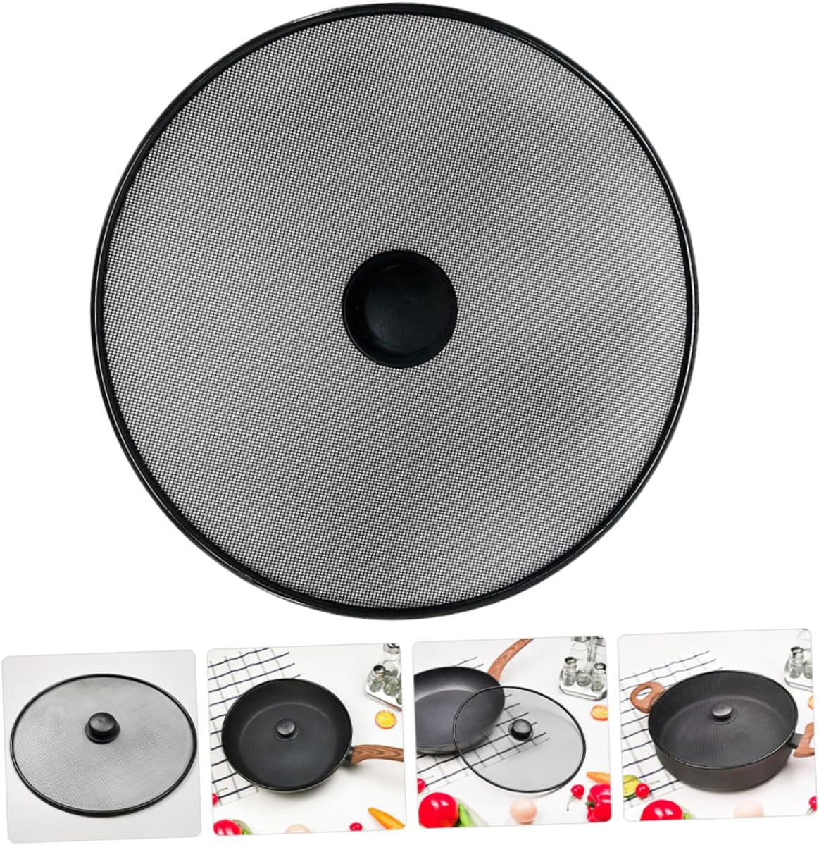 BESPORTBLE Grease Splatter Screen for Frying Pan Cooking Splatter Screen 11.41 X 11.41 X 1.18 in Oil Splash Guard for Pots Skillets and Woks Mesh Cover for Stove Top Cooking