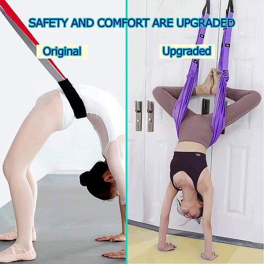 Yoga Stretching Strap, Adjustable Height Leg Stretcher Waist Back Stretch Band Aerial Yoga, Anti-gravity Inversion Exercises Door Flexibility Tensile Trainer for Rehab Pilates Dance Splits
