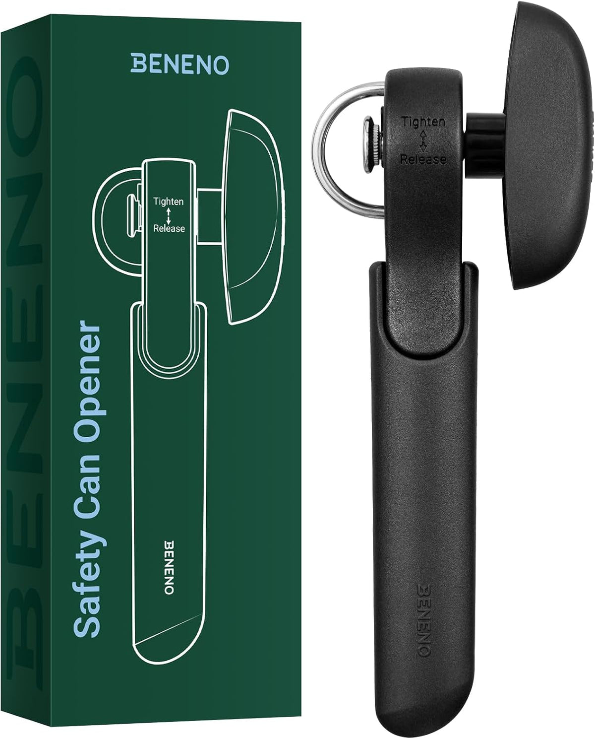 Beneno Side Cut Manual Can Opener, Smooth Cut with No Sharp Edges, Black