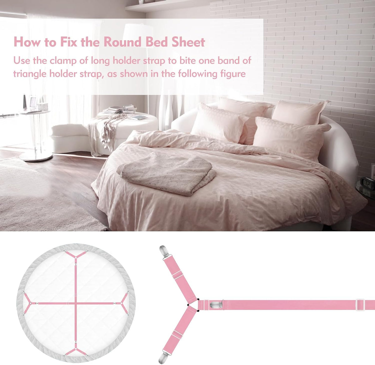 Bed Sheet Holder Straps, 4+2 Pcs Adjustable Mattress Sheet Clips