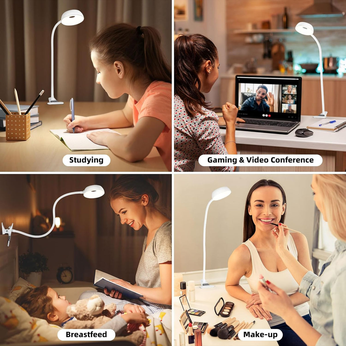 Clip on Light, LED Reading Light for Beds Headboards,5 Color Modes Dimmable
