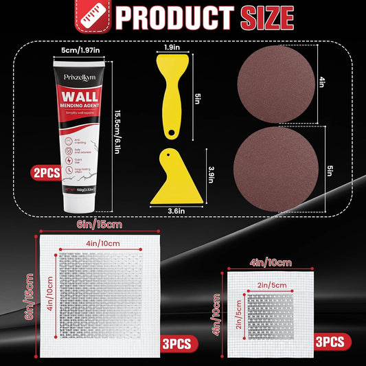 Drywall Repair Kit 30 Pack, 2/4/6/8 inch Drywall Repairs Patch, Dry Wall Patch with Scraper and Sandpaper for Drywall Repair Patch Kit