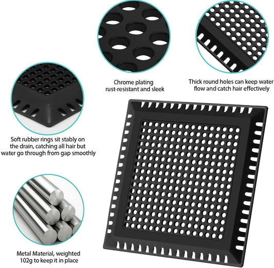 Aojuxix Shower Drain Hair Catcher/Drain Strainer/Shower Drain Cover | Stainless Steel and Silicone Hair Trap for Bathroom Floor Drain (Patented Product)