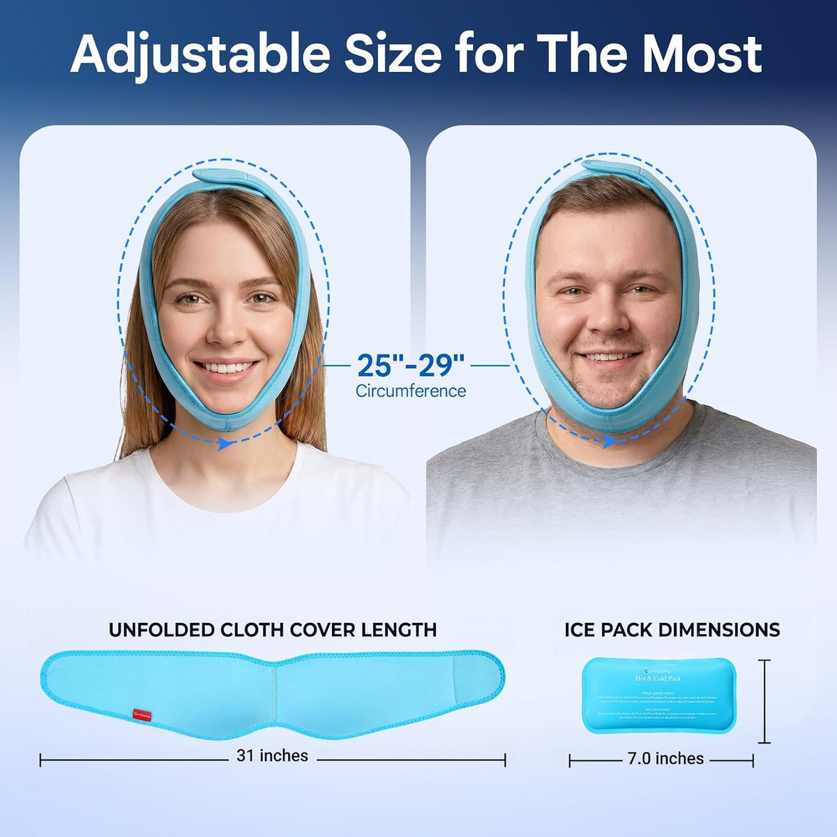Comfytemp Wisdom Teeth Ice Pack Head Wrap, Gel Face Ice Pack for TMJ Relief