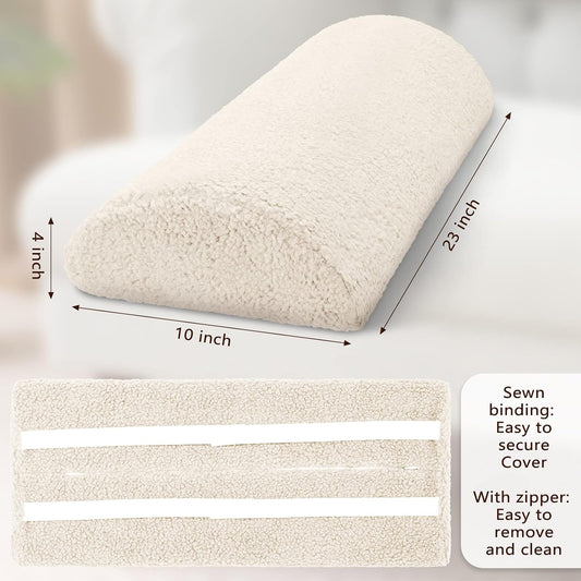 Wesiti Recliner Foot Pillow Cushion High Resilience Sherpa Memory Foam Bolster Sleeping Rest Multipurpose Half Roll Leg Pillow Suitable for Bed Chair Sofa Headrest Back Lumbar Leg Support(Light Camel)