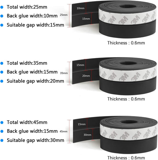 TAROSE Weather Stripping Door Seal, 33 Feet Long Transparent (Width 25mm) | Shower Door Seal Strip, Adhesive Silicone Tape, Door Draft Stopper, Blocks Drafts and Noise, for Doors & Windows