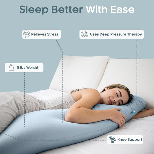 Weighted Body Pillow 6.5lbs, Cooling Tencel Cover, 41” x 10” | Calming Weighted Comfort, Breathable Cooling Cover, Machine Washable, Made for Side Sleepers, 12 Month Warranty
