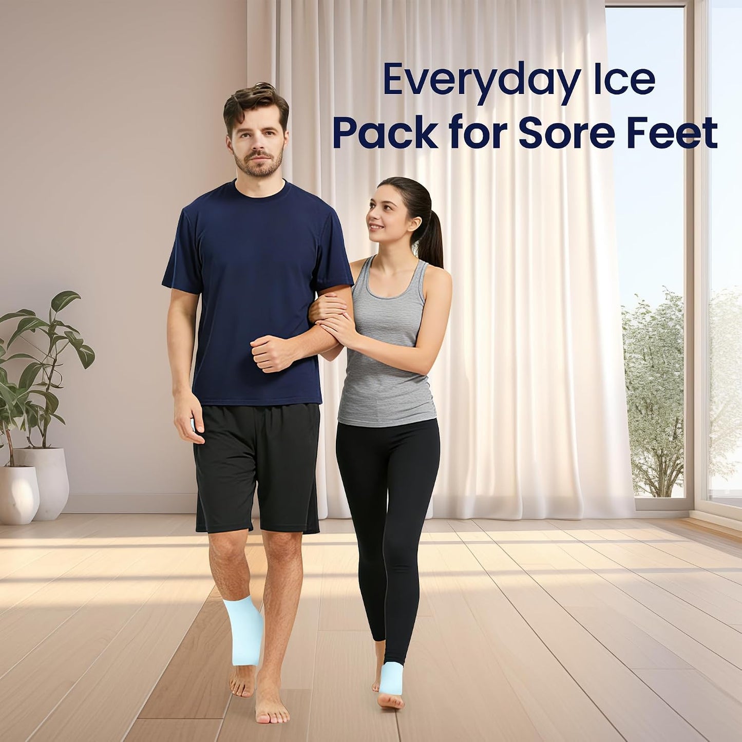 Ankle Ice Pack Wrap for Swelling & Sprained Ankle, Blue, Small+Ice Packs | Reusable Gel Ice Pack for Hot & Cold Therapy - Compression Sleeve for Swelling, Achilles Tendonitis,Plantar Fasciitis