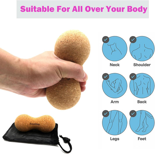 Cork Massage Balls for Fascia Release After Exercise, Yoga,Trigger Point Therapy, Relax Muscles, and Relieve Stress,Set of 2 Classic 2.4 Inch Cork Massage Balls