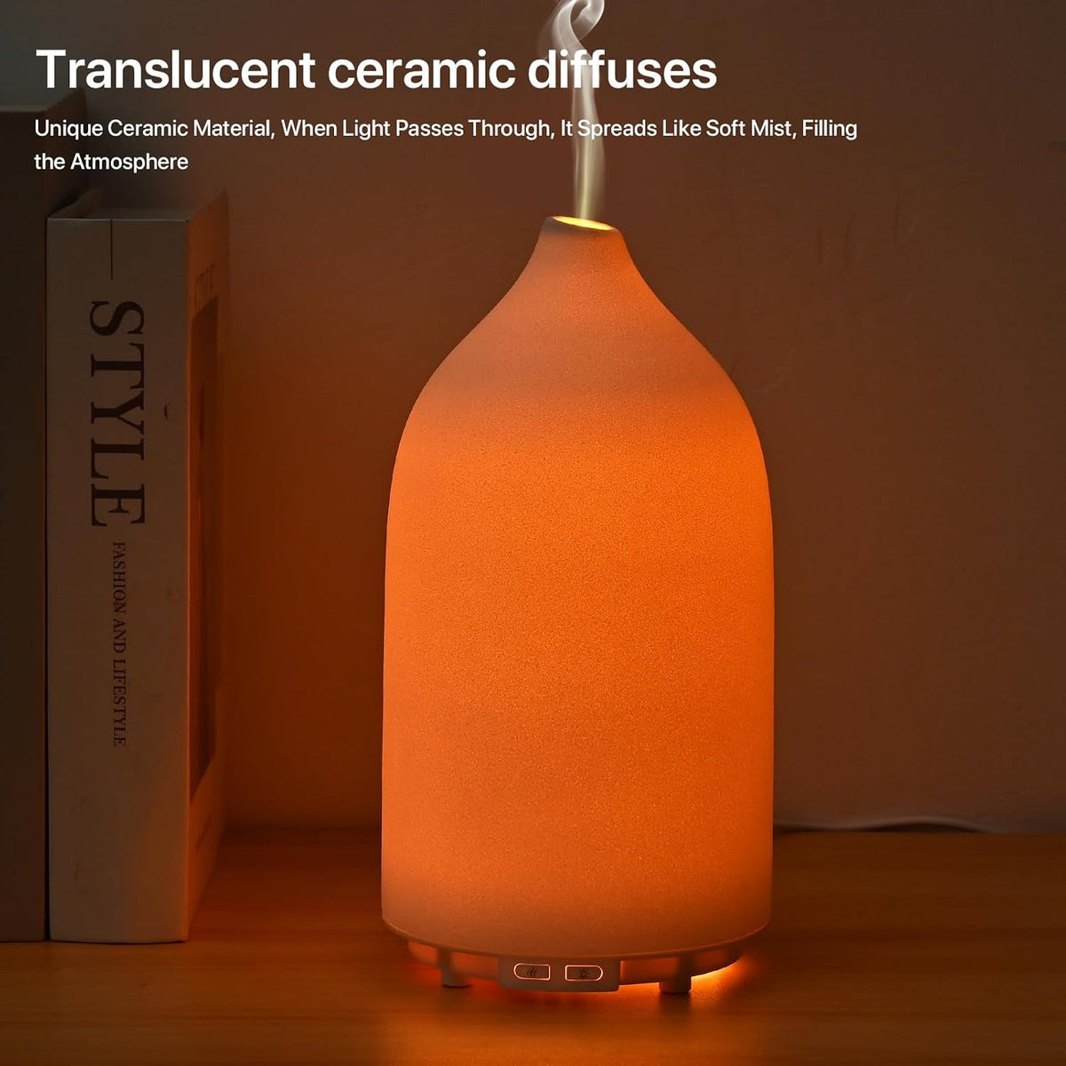 Aroma Diffuser,500ML Ceramic Ultrasonic with 7-Color LED Light,Essential Oil Diffuser for Home ,Quiet Cool Mist Diffuser for Bedroom, Office