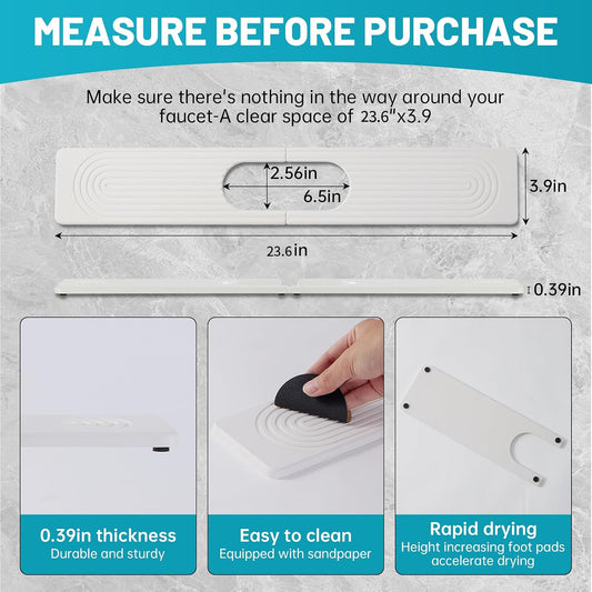 Stone Faucet Mat for Kitchen Sink Oval Hole Bathroom sink splash guard