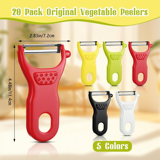 20 Pack Vegetable Peeler Bulk with Sharp Blade, 5 Colors Potato Peelers for Kitchen, Dual Blade Y Peeler with Ergonomic Grip for Potatoes Carrots Fruit, Peeling Tools for Kitchen Restaurant