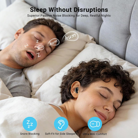 T33 Sleep Earbuds, Bluetooth 6.0 Noise Cancelling Sleep Headphones for Side Sleepers, ANC Up to 98%, Sleep Mode, 48H Playtime, Small Earbuds Comfort Fit for Sleeping, Travel, Work, Glossy Black