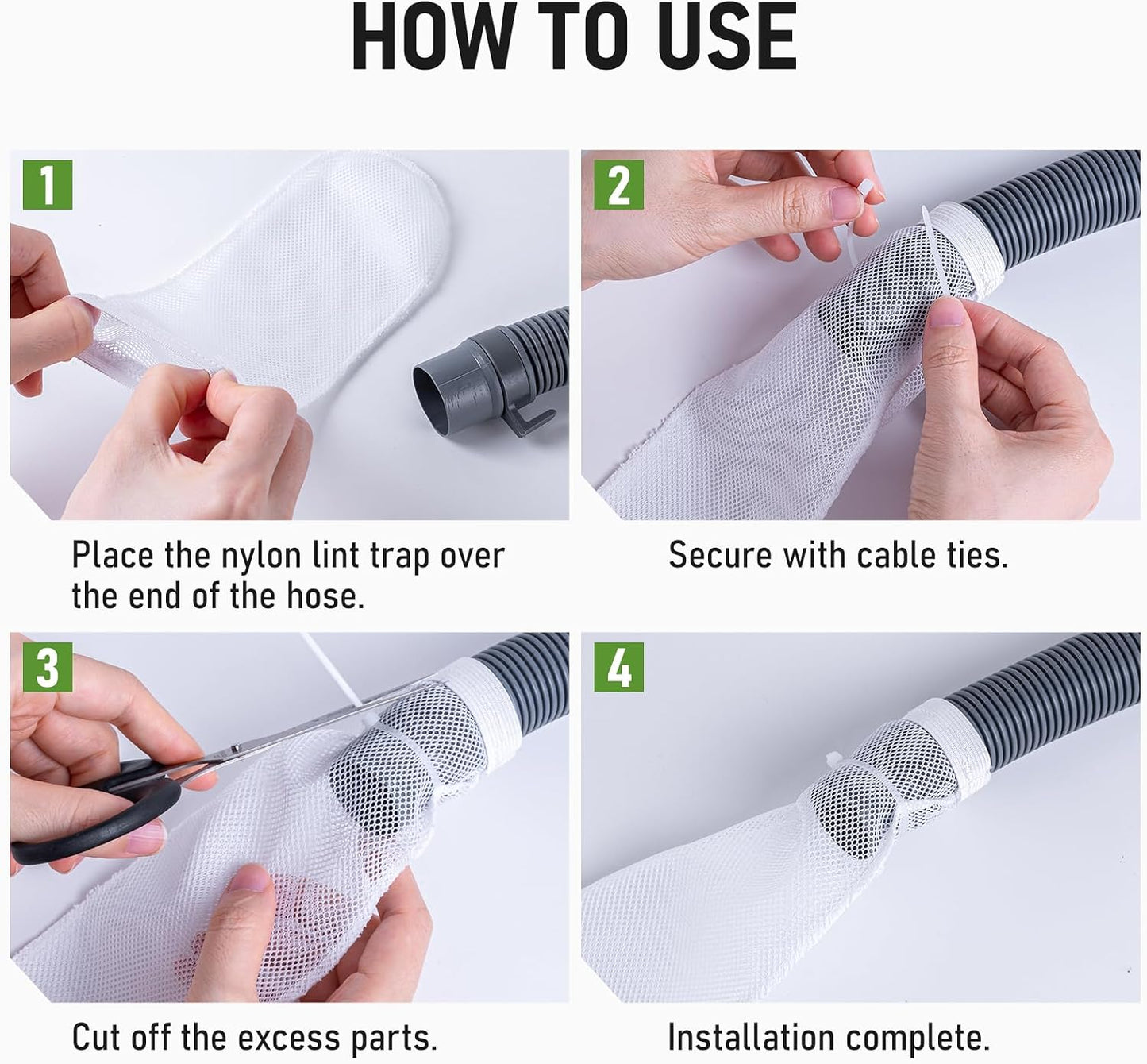 13 Pcs Washing Machine Lint Trap, Nylon Mesh Filter for Drain Hose | Easy Install Lint Catcher for Most Washers, Laundry Hair & Debris Catcher