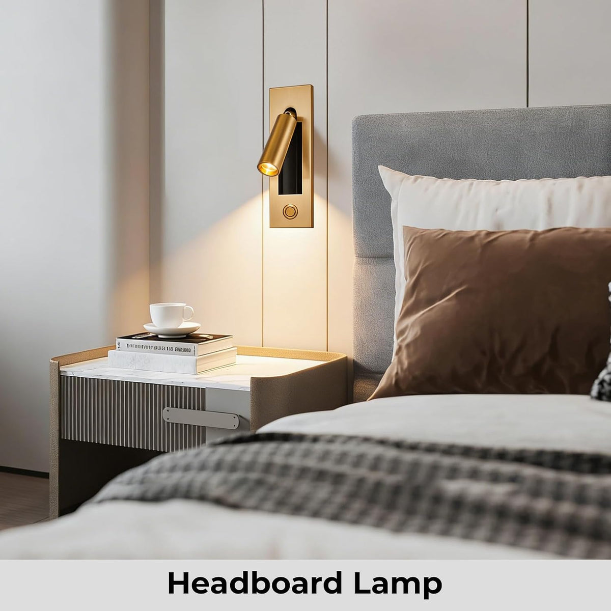 Wall Mounted Reading Light with USB, LED Bedside Reading Light with Switch, Adjustable Recessed Headboard Reading Lights Wall Sconce for Reading, Hardwired Reading Spotlight for Bedroom (Black)