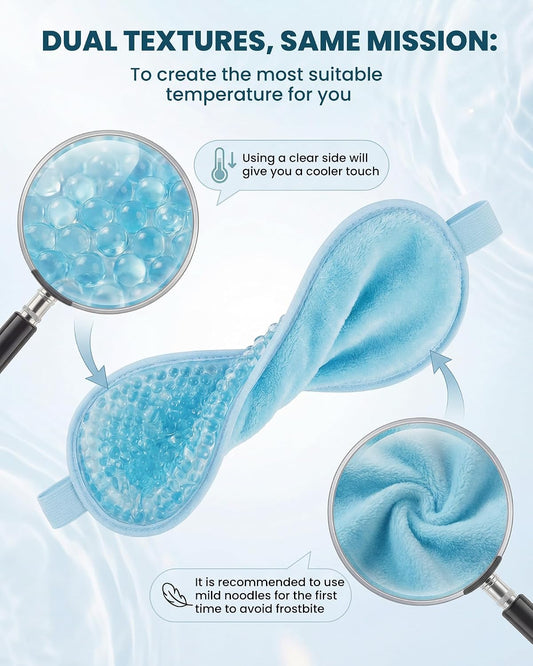 Cooling Gel Eye Mask for Puffy Eyes,Reusable Cooling Eye Mask for Migraine, Headache, Dark Circles, Dry Swollen Eyes, Sinus Pain,Blue