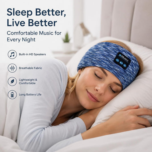 Sleep Bluetooth Headphones, Sleep Headphones Headband Wireless for Sleeping Side Sleeper, Wireless Sleep Earphones for Workout Sports Yoga Running Travel (Beautiful Blue)